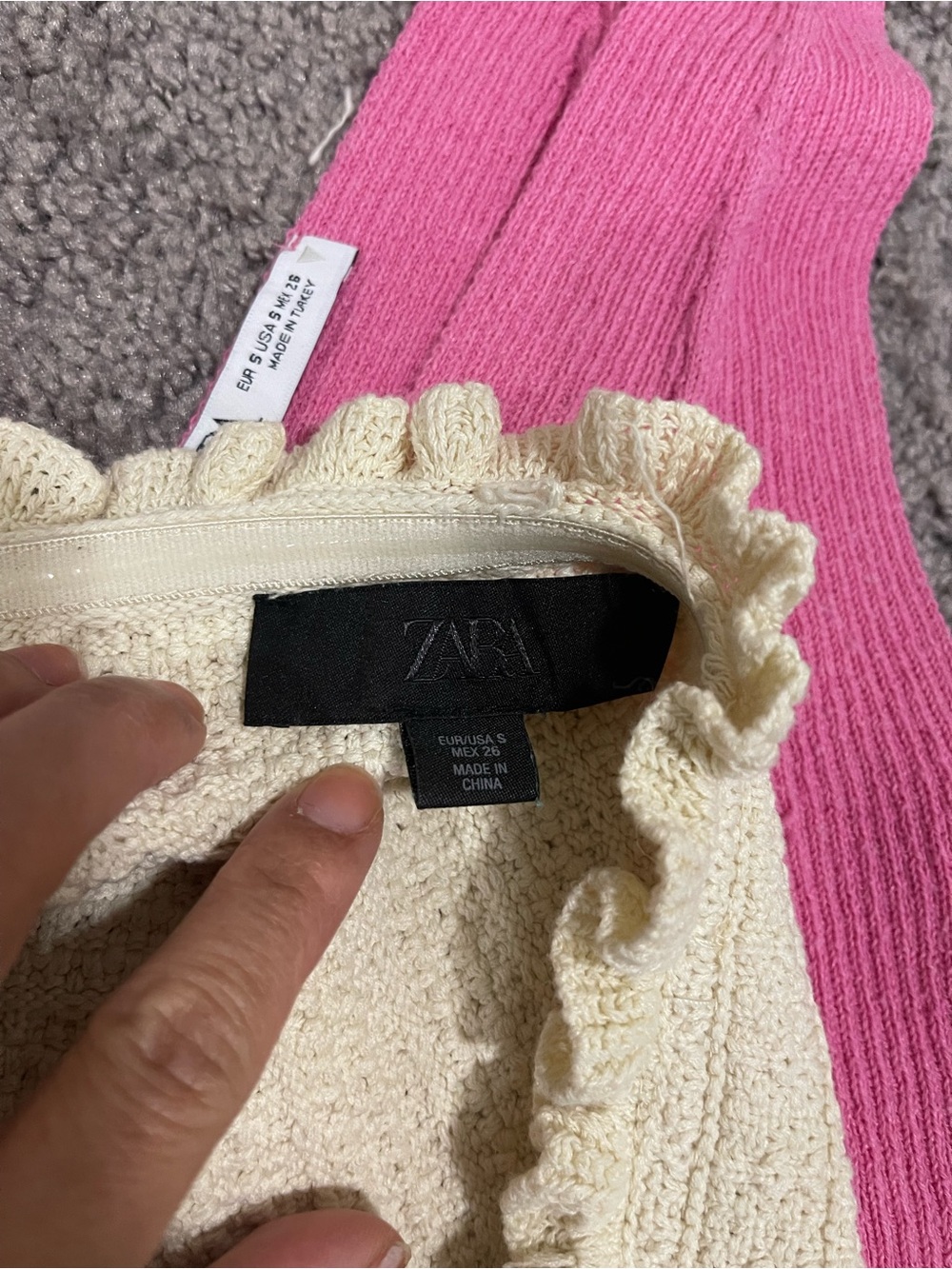 Zara Pink & Cream Knit Crop Tops (Pair) - Picture 2 of 2